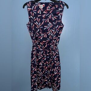 🌞Anne Klein Sleeveless Midi Dress•8•Blue & Red